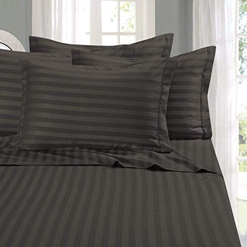 Book Cover Elegant Comfort Best, Softest, Coziest 6-Piece Sheet Sets! - 1500 Thread Count Egyptian Quality Luxurious Wrinkle Resistant 6-Piece Damask Stripe Bed Sheet Set, California King Grey