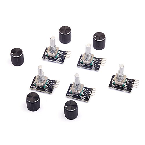 Book Cover Cylewet 5Pcs KY-040 Rotary Encoder Module with 15×16.5 mm with Knob Cap for Arduino (Pack of 5) CYT1062