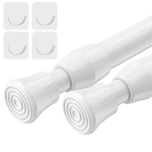 Book Cover AIZESI 2pcs Spring Tension Curtain Rod, 28 to 41inch (white), Adjustable Small Tension Rods Spring Loaded Curtain Rods No Drilling Extension Rod Spring Rods