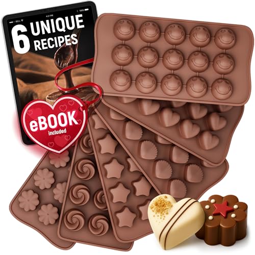 Silicone Candy Molds + 5 Recipes eBook - 6 Pack - Ideal Silicone Molds For Fat Bombs - Chocolate Molds