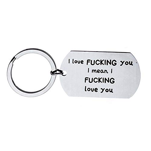 Meiligo® Fashion Valentine's Day I Love Fucking You Letter Necklace Key Chain Dog Tag Charm Pendant Couples Love Lettering Tag Necklace Jewelry (Key Chain)