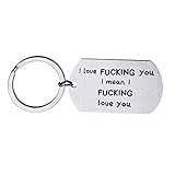 Meiligo® Fashion Valentine's Day I Love Fucking You Letter Necklace Key Chain Dog Tag Charm Pendant Couples Love Lettering Tag Necklace Jewelry (Key Chain)