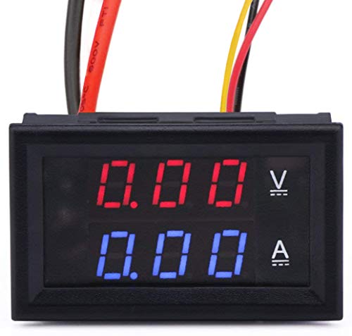 McIgIcM 0.28" Digital Voltmeter, Red and Blue Digital Voltmeter Ammeter Dual Display Voltage DC 0-100V 10A Detector Current Meter Panel Amp Volt Gauge