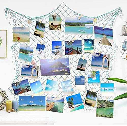 Book Cover Ecjiuyi Fishing Net Photo Display, Best Creative DIY Nautical Picture Display Wall Hanging for Kids Beach Bedroom,Ocean Themed Birthday Party,Beach Bulletin Board Decorations