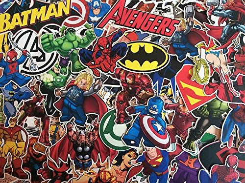 Lot de de stickers autocollants super héros, marvel, DC comics, X-men, Batman, spiderman, superman, avengers