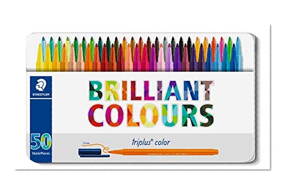 STAEDTLER 323 M50 Triplus Colour Fibre-Tip Pens, 1.0mm, Assorted Colours (Pack of 50)