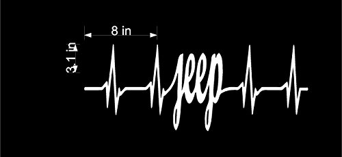 Sticker Rite Here Jeep Lover Heartbeat EKG in White Vinyl Car/Laptop/Window/Wall Decal