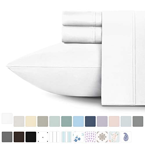 Book Cover 400 Thread Count 100% Cotton Sheet Pure White King Sheets Set, 4-Piece Long-staple Combed Pure Cotton Best Sheets For Bed, Breathable, Soft & Silky Sateen Weave Fits Mattress Upto 18'' Deep Pocket