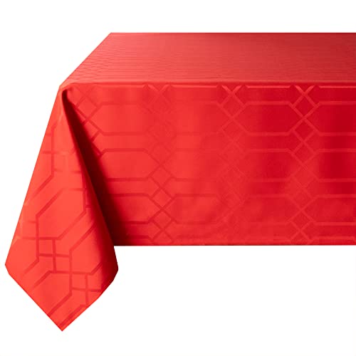 Benson Mills Solid Chagall Spillproof Fabric Table Cloth for Everyday, Christmas, and Holiday Tablecloth (60" x 104" Rectangular, Scarlet/Red)