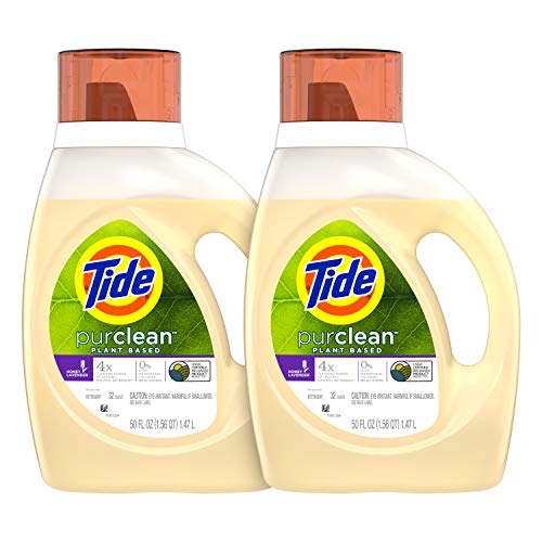 Book Cover Tide Purclean Plant-Based Laundry Detergent Liquid, Honey Lavender Scent, Pack of 2, 64 Loads Total (Packaging May Vary)