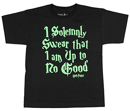 Book Cover HARRY POTTER Boy's Solemnly Swear Glow in The Dark Black Tee