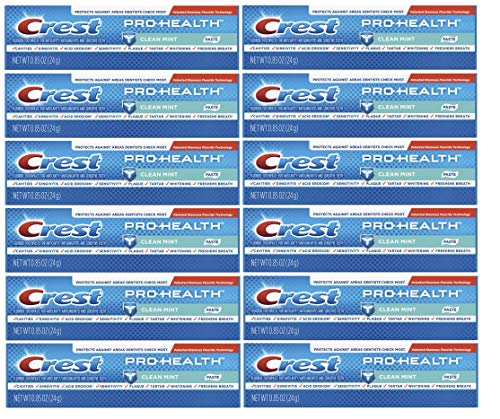 Crest Pro-Health Toothpaste, Clean Mint, Travel Size, TSA Approved, 0.85 Ounces / 24 Gram (Pack of 12)