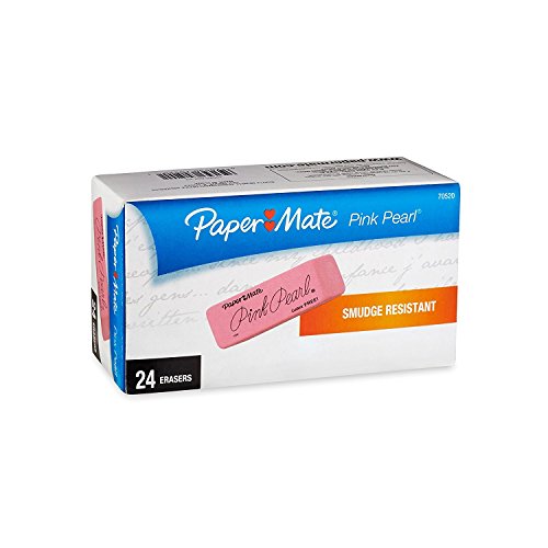 Book Cover Paper Mate Pink Pearl Premium Erasers, Medium, 24-Count, 3 Boxes