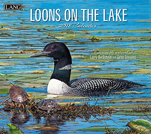LANG - 2018 Wall Calendar -"Loons On The Lake", Artwork by Larry Beckstein & Gene Stevens - 12 Month - Open 13 3/8" X 24"