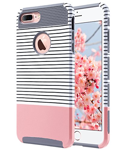 ULAK iPhone 7 Plus Case, Slim Dual Layer Protection Scratch Resistant Hard Back Cover Shock Absorbent TPU Bumper Case for Apple iPhone 7 Plus 5.5 inch - Rose Gold
