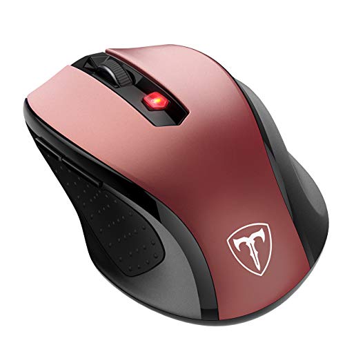 VicTsing MM057 2.4G Wireless Portable Mobile Mouse Optical Mice with USB Receiver, 5 Adjustable DPI Levels, 6 Buttons for Notebook, PC, Laptop, Computer, MacBook - Red