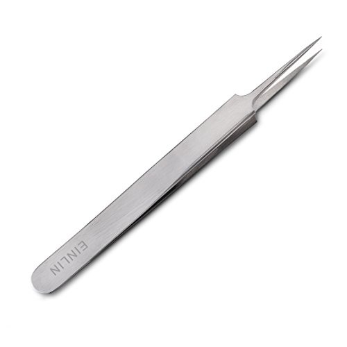 EINLIN Professional Stainless Steel Pointed Tweezers With Case - The Best Precision Blackhead, Whitehead, Ingrown Hair & Eyebrow Thorns Removal Tweezers
