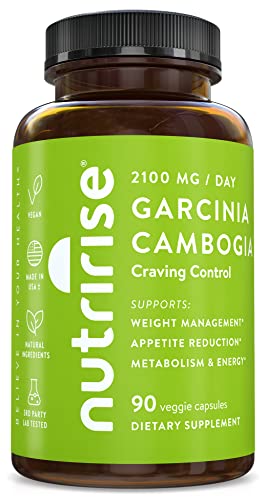 NutriRise Pure Garcinia Cambogia Extract with 95% HCA, Supports Weight Management, Appetite Control, Energy Metabolism Carb Blocker Supplement for Men & Women, Gluten Free, Keto, 90 Count