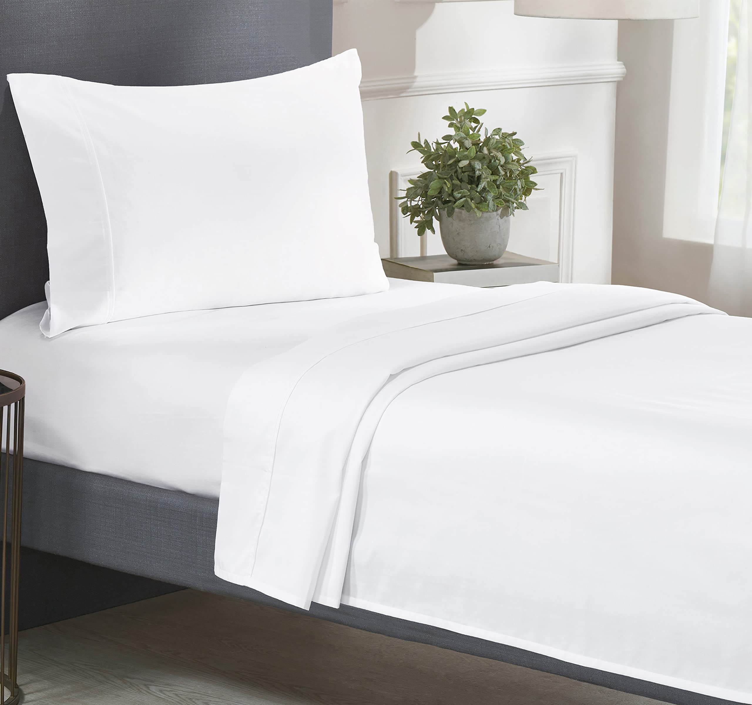 California Design Den Twin Sheets Set, Natural 100% Cotton Sheets, Soft Luxury 400 Thread Count Sateen Cooling Sheets, 3 Pc Bedding for Kids, Dorm Rooms & Adults, Twin Bed Sheets (Bright White Sheets) Twin Sheet Set 01 - White Bright