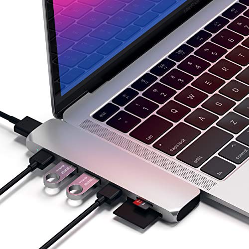 Satechi Aluminum Type-C Pro Hub Adapter with USB-C PD (40 Gbps), 4K HDMI, USB-C Data, SD/Micro Card Reader, USB 3.0 - Compatible with 2021 MacBook Pro M1 Pro & Max, 2020 MacBook Air/Pro M1 (Silver)
