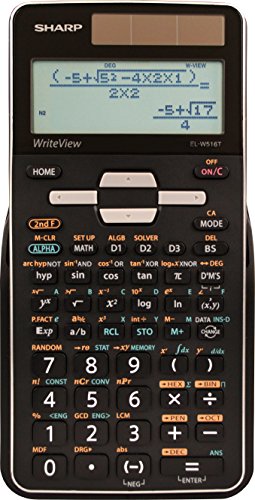 Book Cover Sharp EL-W516TBSL 16-Digit Advanced Scientific Calculator with WriteView 4 Line Display, Battery and Solar Hybrid Powered LCD Display, Black & White, Black and Silver, Model Number: ELW516TBSL