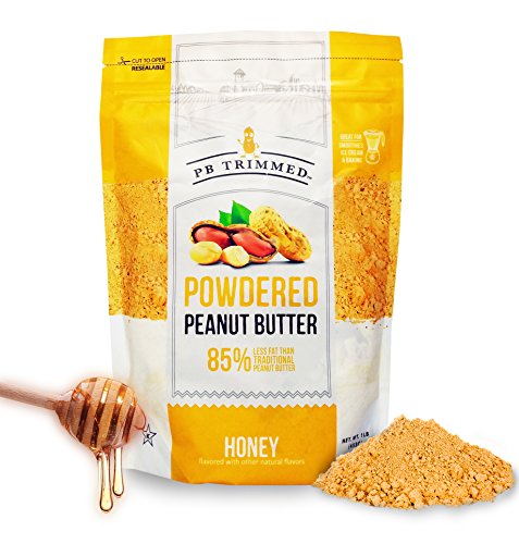 PB Trimmed HONEY All Natural & Kosher Premium Powdered Peanut Butter from Real Roasted Pressed Peanuts, Good Source of Protein - 1 LB Pouch. (Honey, 1 LB)
