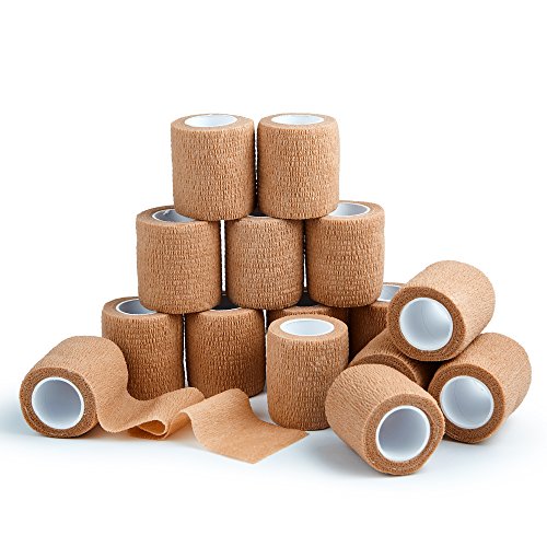 15 Bulk Pack Self Adherent Cohesive Wrap Bandages 2 Inches X 5 Yards, Self Adhesive Rolls for Swelling Sprains and Soreness On Wrist and Ankle (15)