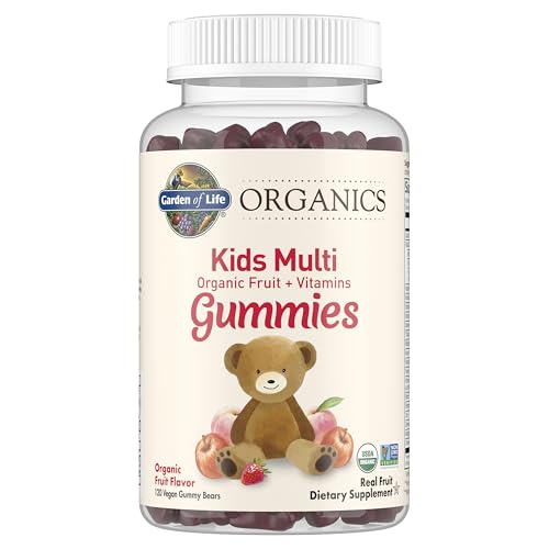 Garden of Life mykind Organics Kids Gummy Vitamins - Fruit - Certified Organic, Non-GMO & Vegan Complete Children's Multi - B12, C & D3 - Gluten, Soy & Dairy Free, 120 Real Fruit Chew Gummies
