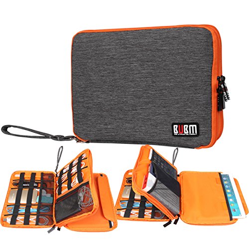 BUBM Big Travel Office Cable Organizer Electronics Accessories Case for 9.7 inch ipad pro Various USB, Phone, Charger and Cable (Gray)