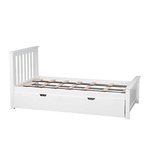 Book Cover Max & Lily Solid Wood Twin-Size Bed with Trundle Bed, White