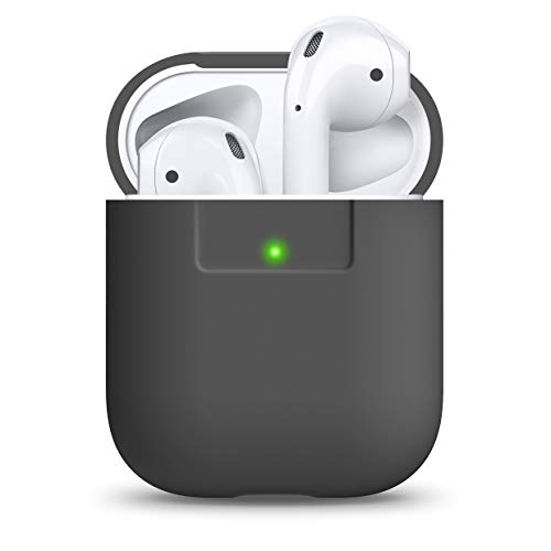 elago Premium Silicone AirPods Case Designed for Apple AirPods 1 and 2 [Front LED Visible] [Dark Grey]