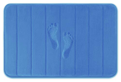Book Cover Yimobra Memory Foam Bath Mat Large Size 31.5 by 19.8 Inches, Maximum Absorbent, Soft, Comfortable, Non-Slip, Thick, Machine Wash, Easier to Dry for Bathroom Floor Rug, Blue
