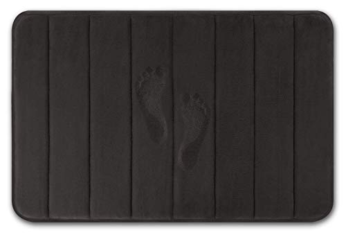 Book Cover Yimobra Memory Foam Bath Mat Large Size 31.5 by 19.8 Inches, Soft and Comfortable, Maximum Absorbent, Non-Slip, Thick, Machine Wash, Easier to Dry Bathroom Floor Rug, Black
