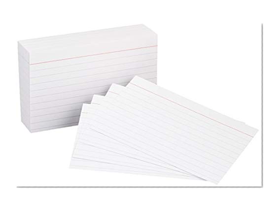 Book Cover AmazonBasics Heavy Weight Ruled Index Cards, White, 3x5-Inch, 100-Count