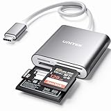 Unitek USB C SD Card Reader, Aluminum 3-Slot USB 3.0 Type-C Flash Memory Card Reader for USB C Device, Supports SanDisk Compact Flash Memory Card and Lexar Professional CompactFlash Card - Grey