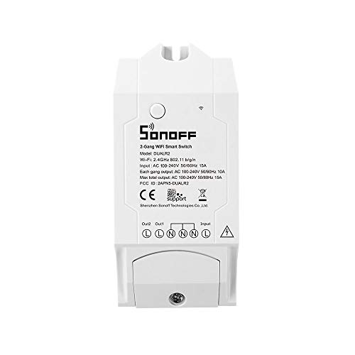 SONOFF Dual R2 Smart WiFi Switch, 2 Gang Light Switch, Works with Amazon Alexa/Google Home/IFTTT, APP Remote Control, Voice Control, Timer Function, Support LAN Control, No Hub Required