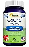 CoQ10 (400mg Max Strength, 100 Veggie Capsules) - High Absorption Coenzyme Q10 Ubiquinone Supplement Pills, Extra Antioxidant CO Q-10 Enzyme Vitamin Tablets, Coq 10 for Healthy Heart & Blood Pressure