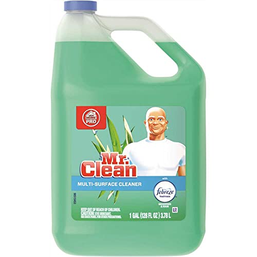 Mr. Clean PGC 23124 84847665 Multipurpose Cleaning Solution with Febreze, 128 oz. Capacity Bottle, Meadows and Rain Scent