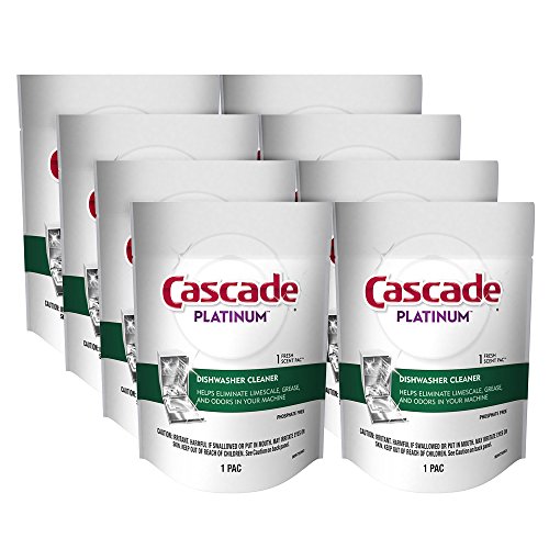 Book Cover Cascade Platinum Dishwasher Cleaner Pods Fresh Scent, 1 Count (8 Pack)