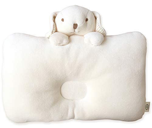 Organic Cotton Breathable Baby Pillow for Newborn, Protection for Flat Head Syndrome. (Peekaboo Puppy)