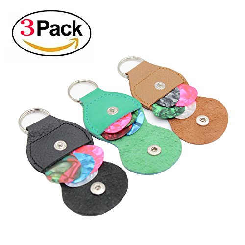 Guitar Pick holder Case 3 Pack Key Chain With 12 Guitar Picks