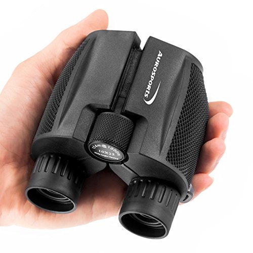 Book Cover Aurosports 10X25 Folding High Powered Binoculars with Weak Light Night Vision Clear Bird Watching Great For Outdoor Sports Games and Concerts