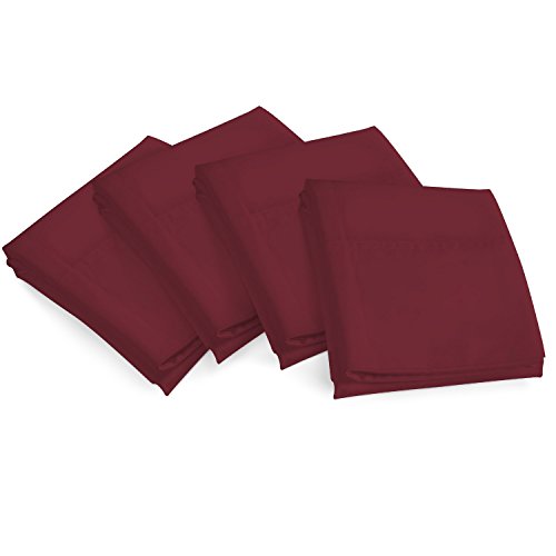 Book Cover Zen Bamboo Ultra Soft Pillow Case (4 Pack) - Premium, Eco-friendly, Hypoallergenic, and Wrinkle Resistant Rayon Derived From Bamboo - Standard/Queen - Burgundy