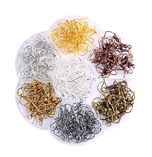 Heirtronic 126 Pcs Earring Hooks Ear Wires French Hooks Stainless Steel Fish Hooks with Storage Case for DIY Jewelry Making