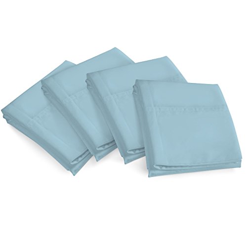 Zen Bamboo Ultra Soft Pillow Case (4 Pack) - Premium, Eco-friendly, Hypoallergenic, and Wrinkle Resistant Rayon Derived From Bamboo - Standard/Queen - Sky Blue