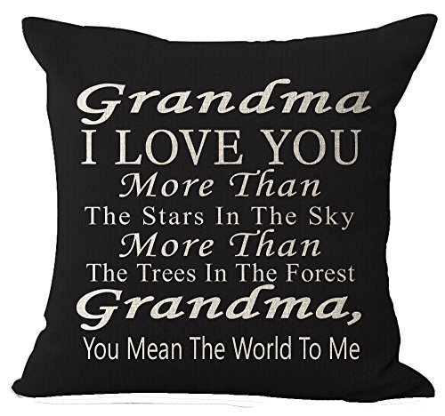 Best Gift Grandma I Love You More Than The Stars in The Sky You Mean The World to Me Blessing Cotton Linen Throw Pillow Case Cushion Cover Home Office Decorative Square 18Â¡Â­