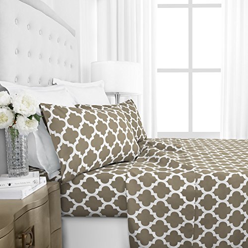 Italian Luxury King Size Sheets & Pillowcase Set w/ Deep Pockets - Microfiber Bedding Sets - Machine Washable - Taupe