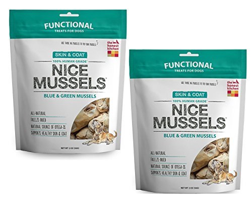 The Honest Kitchen Nice Mussels: Natural Human Grade Freeze Dried Dog Treats, Blue & Green Mussels, 4 oz