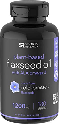100% Vegan Flaxseed Oil with Plant-Based Omega's 3,6 & 9 ~ Vegan Certified & Non-GMO Project Verified (180 veggie softgels)
