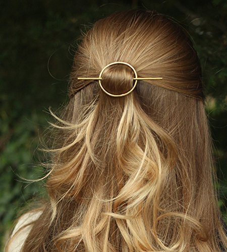 FDesigner Vintage Circle Round Hair Clips Geometric Decorative Hoop Hair Accessories Jewelry for Women and Girls (Gold)